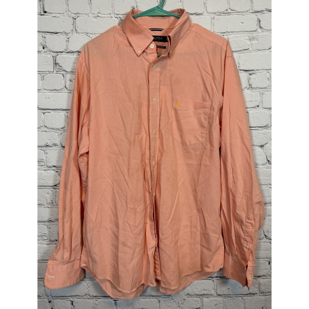 Nautica Button‎ Down Shirt Wrinkle Resistant Long Sleeve Dress Shirt L
